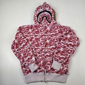 A Bathing Ape Bape Shark Hoodie Youth Small Pink Camo Zip Japan 001ZPE301017X